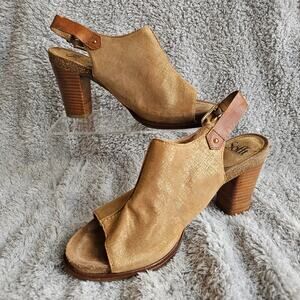 Sofft Women Cidra Leather Comfort‎ Peep Toe Slingback Heel Sandal Size 11M Brown